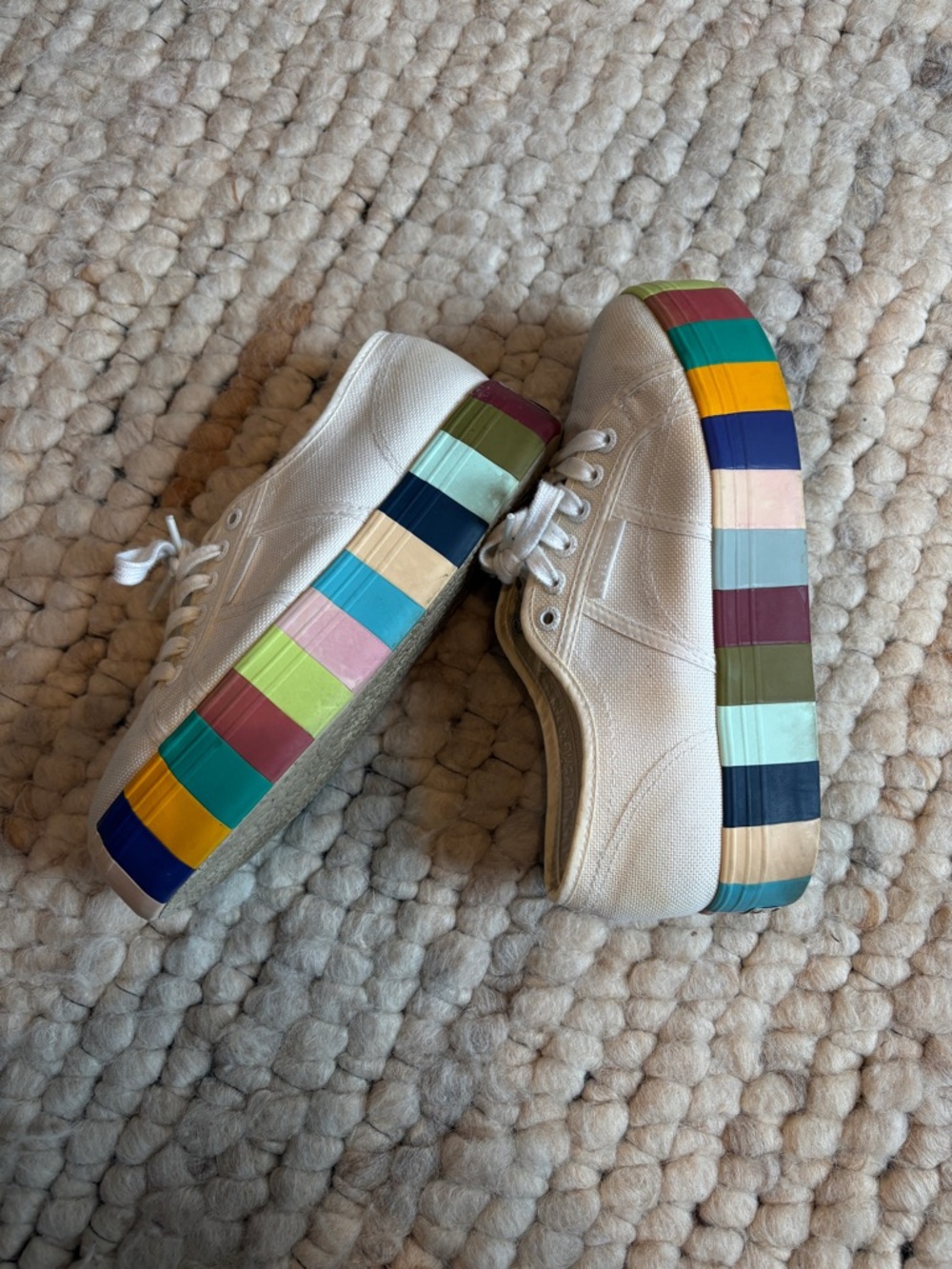 Superga Platform Striped Sneakers